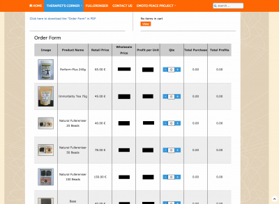 Anti-Age Alliance : Order Form - This is a B2B wholesale site. The shopping cart component was transformed into a non transactional Order Form. CSS was heavily modified to add additional columns for Retail price and Profit per item and to have all products displayed in rows as opposed to traditional boxes.&nbsp;We did a complete change layout of Boutique into a horizontal design.